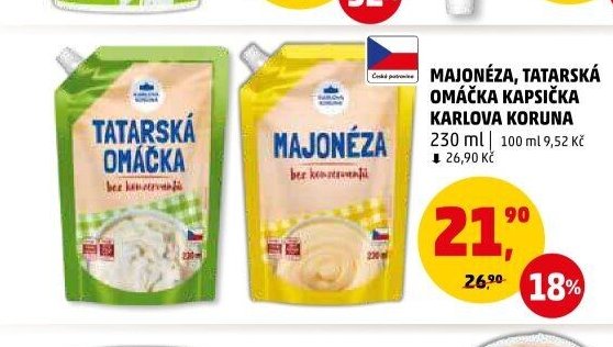 Majonéza, Tatarská omáčka Karlova Koruna