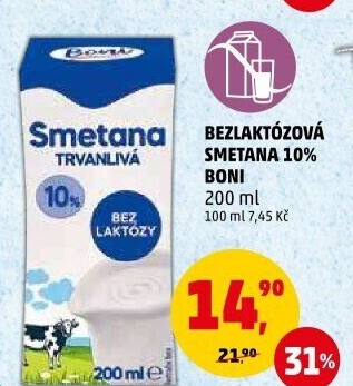 Smetana na vaření 10% bez laktózy Boni