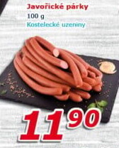 Párky javořické Kostelecké uzeniny