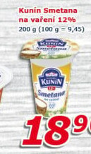 Smetana na vaření Kunín 12%
