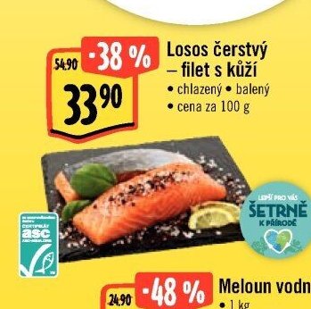 Losos čerstvý - filet s kůží
