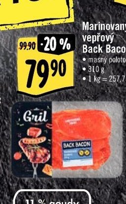 Marinovaný vepřový Back Bacon