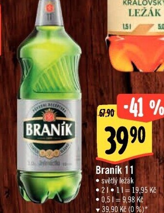 Pivo světlý ležák 11° Jedenáctka Braník