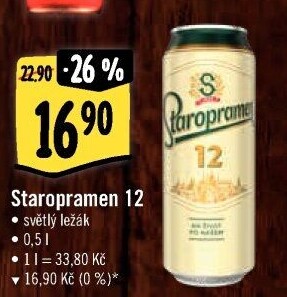 Pivo světlý ležák 12° Staropramen