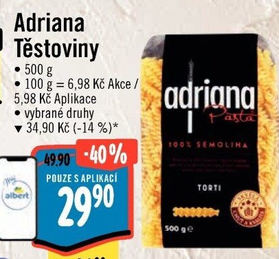 Těstoviny semolinové Adriana