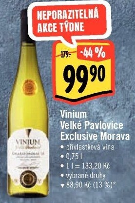 Vína Vinium Exclusive Morava Velké Pavlovice - pozdní sběr