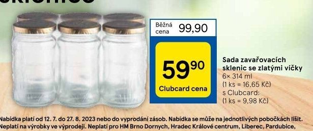 Sada zavařovacích sklenic se zlatými víčky