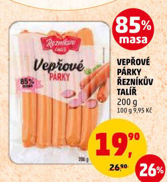 Párky vepřové Řezníkův talíř