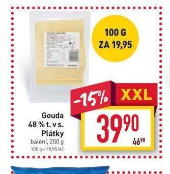 Gouda 48 % t. v s. Plátky