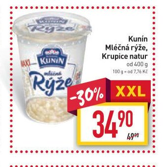 Kunín Mléčná rýže, Krupice natur