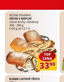 Různé pekárny závin s náplní