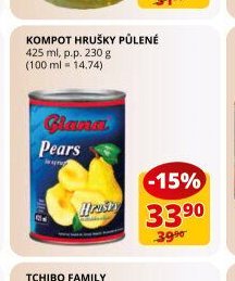 Kompot hrušky půlené