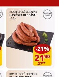 KOSTELECKÉ UZENINY HASIČSKÁ KLOBÁSA 100 g