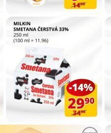 MILKIN SMETANA ČERSTVÁ 33% 250 ml