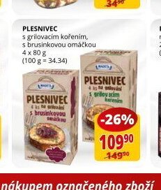 PLESNIVEC s grilovacím kořením, s brusinkovou omáčkou 4 x 80 g