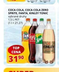 Coca Cola, Coca Cola Zero, Sprite, Fanta, Kinley Tonic