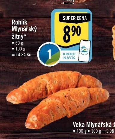 Rohlík Mlynářský žitný