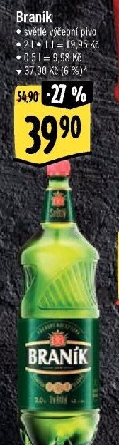 Pivo světlé výčepní 10° Braník