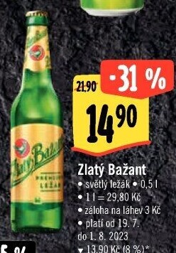 Pivo světlý ležák 12° Zlatý Bažant