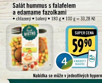 Salát Hummus s falafelem a edamame fazolkami s proteiny Albert Fresh Bistro