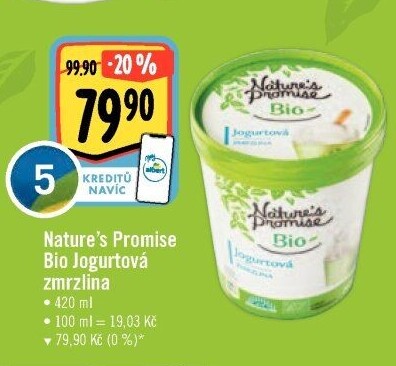 Zmrzlina jogurtová v kelímku bio Nature'