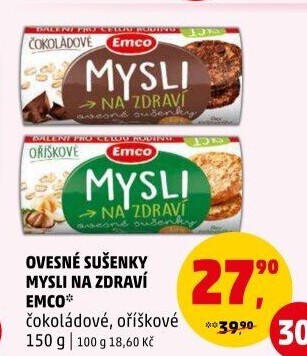 Ovesné sušenky Mysli na zdraví Emco