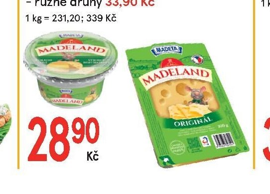 Madeland sýr tavený 40% 125 g / plátky 100 g