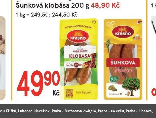 Gril klobása s divokým česnekem 200 g / Šunková klobása 200 g