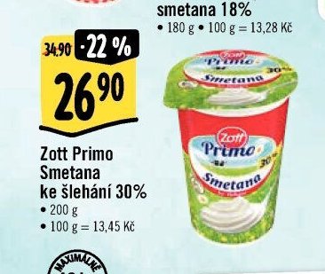 Zott Primo Smetana ke šlehání 30%