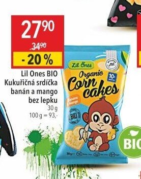 Lil Ones BIO Kukuřičná srdíčka banán a mango bez lepku