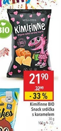 Kimifinne BIO Snack srdíčka s karamelem