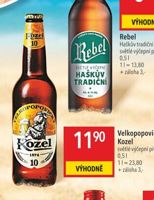 Velkopopovický Kozel světlé výčepní pivo 0,5 l