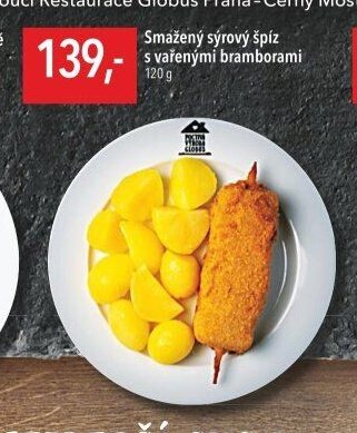 Smažený sýrový špíz s vařenými bramborami