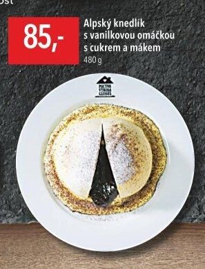 Alpský knedlík s vanilkovou omáčkou s cukrem a mákem