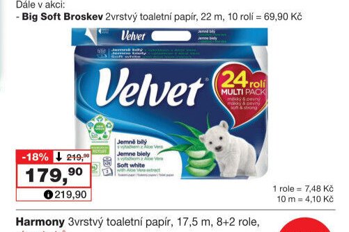 Velvet 3vrstvý toaletní papír