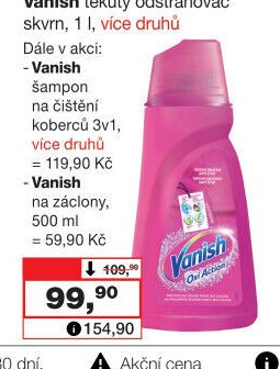 Vanish tekutý odstraňovač skvrn, 1 l, více druhů