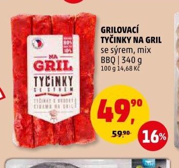 GRILOVACÍ TYČINKY NA GRIL se sýrem, mix BBQ