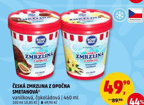 Zmrzlina v kelímku Česká zmrzlina z Opočna Bohemilk