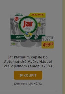 Jar Platinum Kapsle Do Automatické Myčky Nádobí Vše V Jednom Lemon, 125 Ks