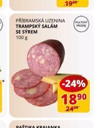Příbramská uzenina trampský salám se sýrem 100 g