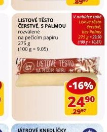 LISTOVÉ TĚSTO ČERSTVÉ, S PALMOU