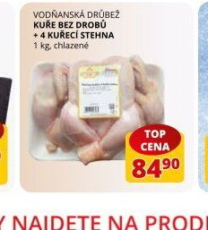 Vodňanská drůbež kuře bez drobů + 4 kuřecí stehna