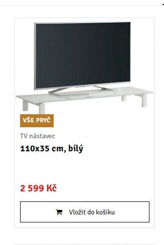 TV nástavec 110x35 cm, bílý - ASKO akcniletaky.com