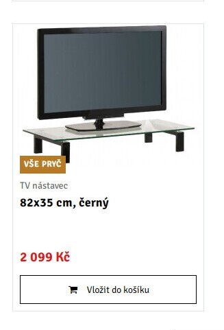 TV nástavec 82x35 cm, černý - ASKO akcniletaky.com