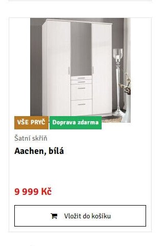 Šatní skříň Aachen, bílá - ASKO akcniletaky.com