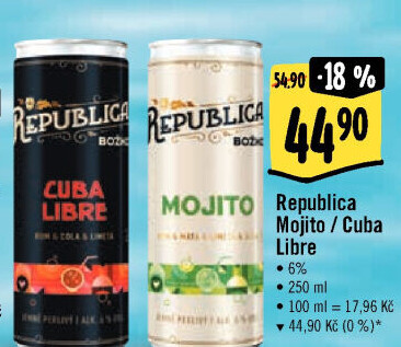 Nápoj míchaný Mojito Republica Božkov