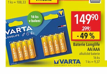 VARTA Baterie Longlife AA/AAA