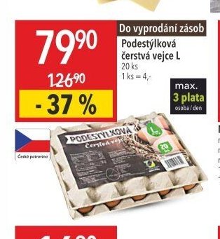 Podestýlková čerstvá vejce L