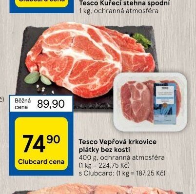Tesco Vepřová krkovice plátky bez kosti