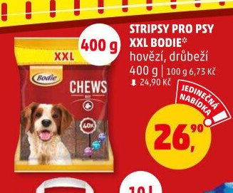 Stripsy pro psy XXL Bodie hovězí, drůbeží 400 g